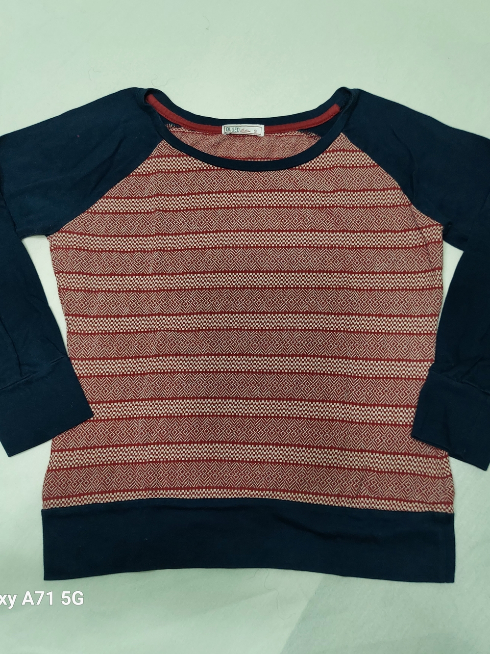 Striped Red and Navy Raglan Sweater